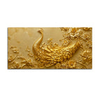 Divine Golden Peacock Floral Symphony 3D Canvas Wall Painting