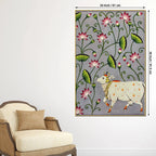 Divine Harmony of Gau Mata Among Blooming Lotus Pichwai Canvas Wall Painting