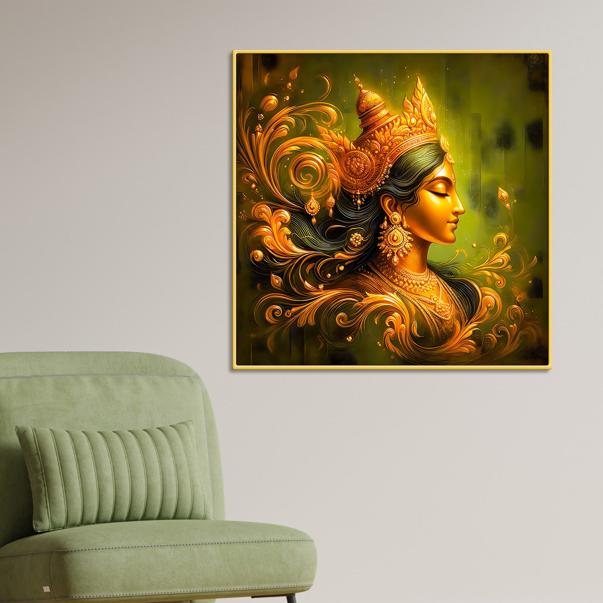 Divine Indian Goddess Abstract Art Religious Painting
