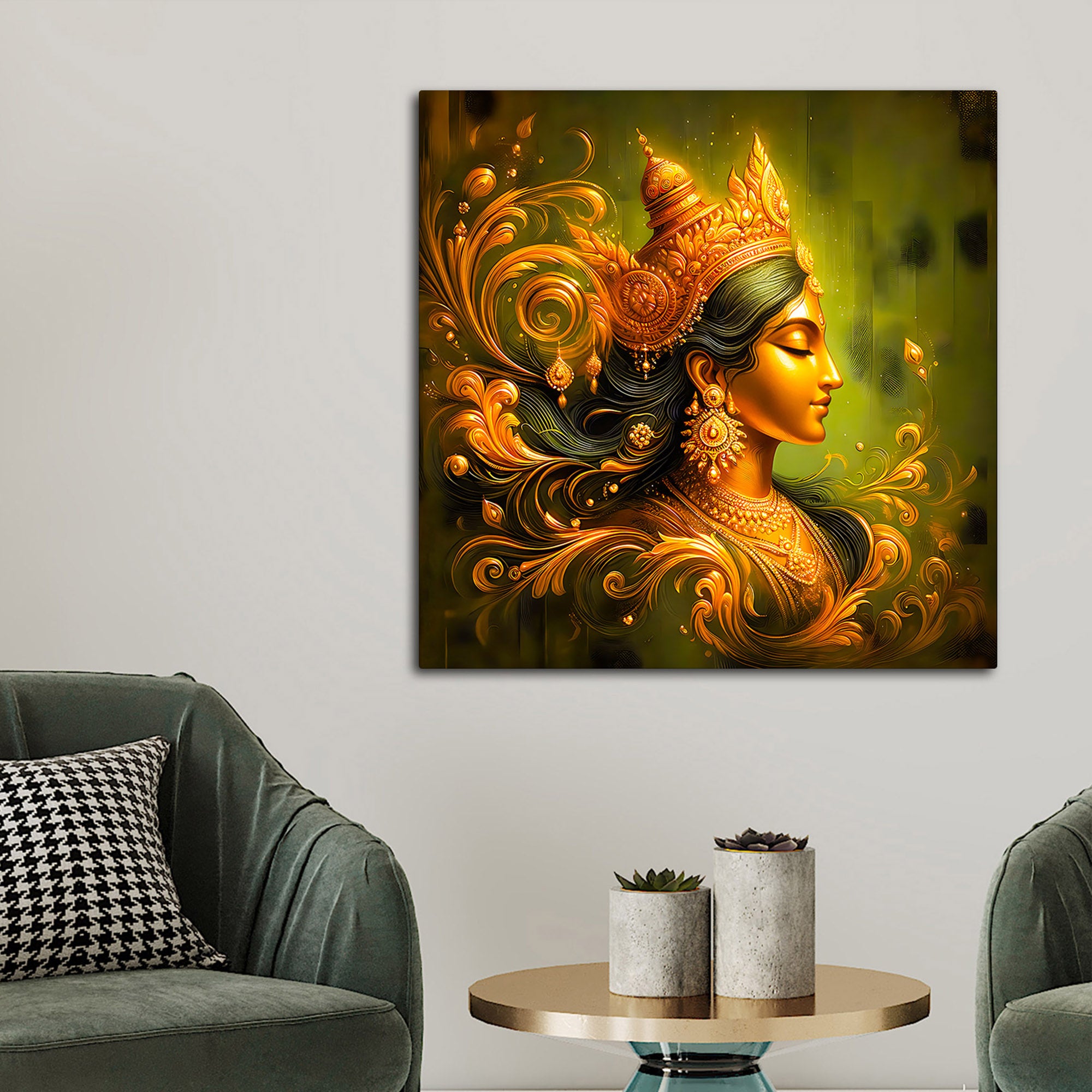 Divine Indian Goddess Abstract Art Religious Painting