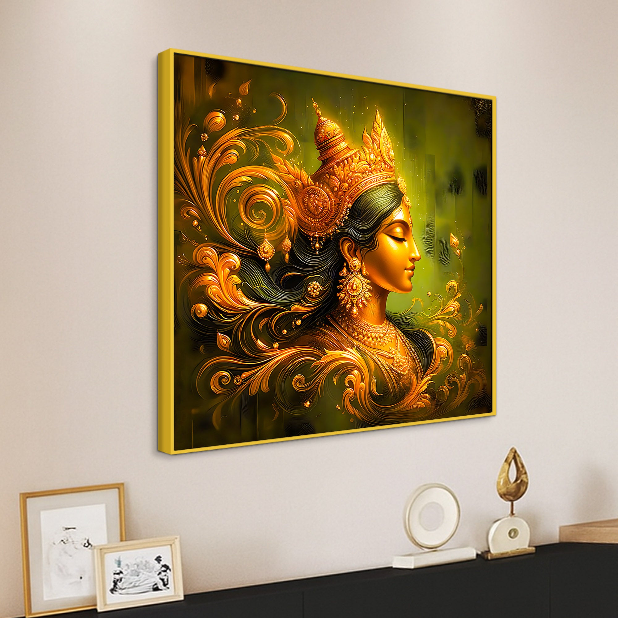 Divine Indian Goddess Abstract Art Religious Painting