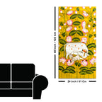 Divine Kamdhenu Cow Lotus Canvas Painting | Traditional Indian Wall Decor