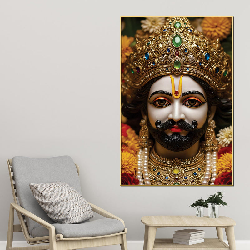 Divine Khatu Shyam Ji Canvas Painting | Royal Spiritual Wall Decor Artwork