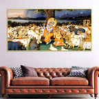Divine Krishna Cow Herd Premium Wall Painting