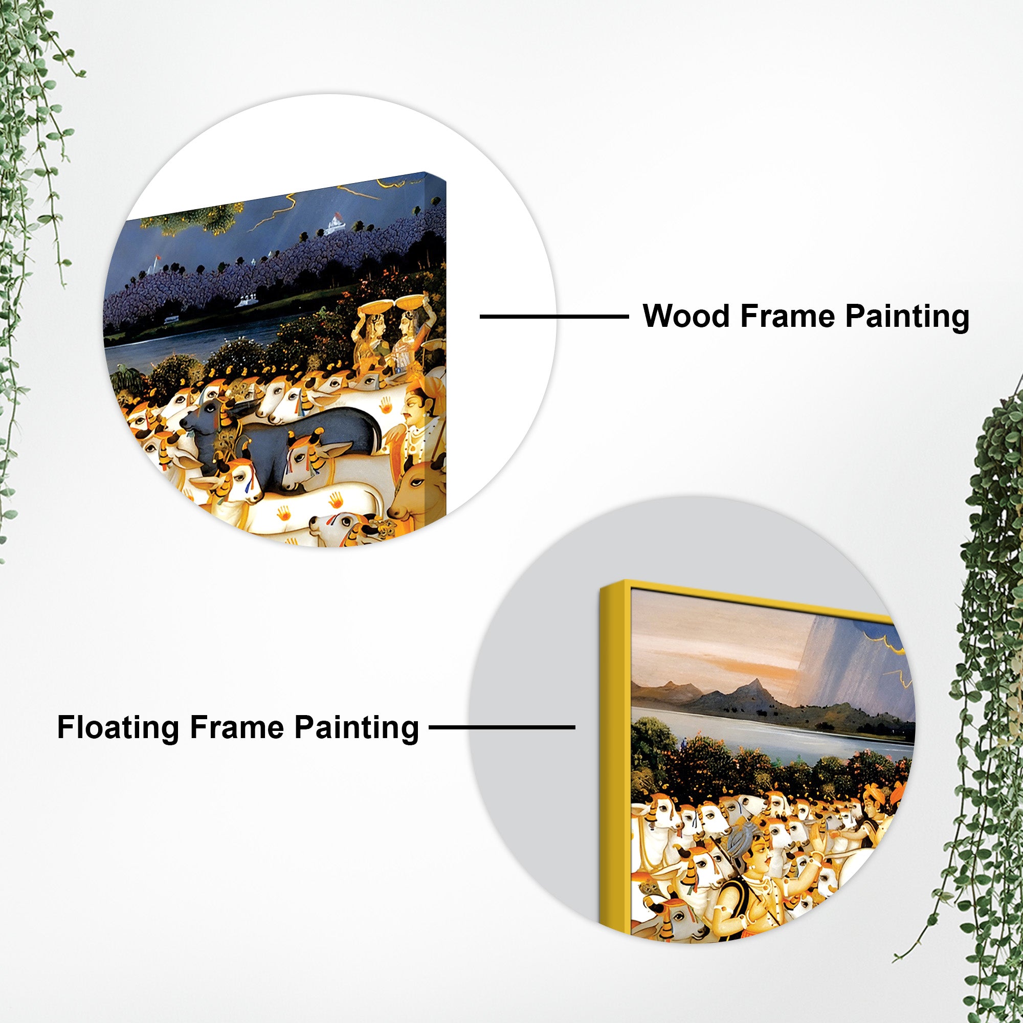 Divine Krishna Cow Herd Premium Wall Painting