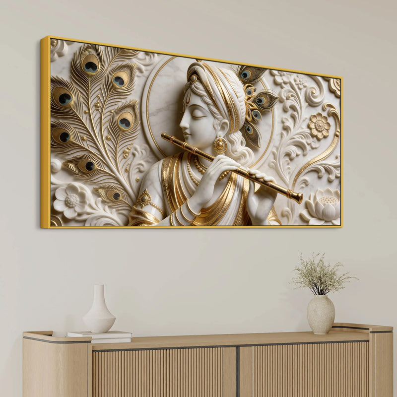 Divine Krishna Musical Grace 3D Canvas Wall Painting