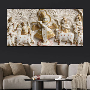 Divine Krishna Raas Leela 3D Canvas Wall Painting