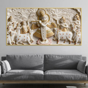 Divine Krishna Raas Leela 3D Canvas Wall Painting