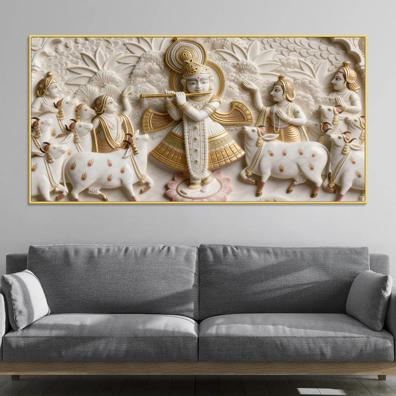 Divine Krishna Raas Leela 3D Canvas Wall Painting