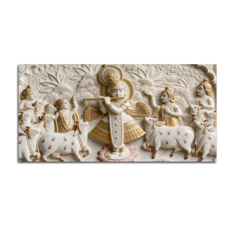 Divine Krishna Raas Leela 3D Canvas Wall Painting