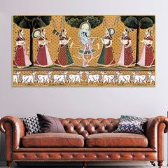 Divine Krishna Raas Leela Pichwai Canvas Wall Painting