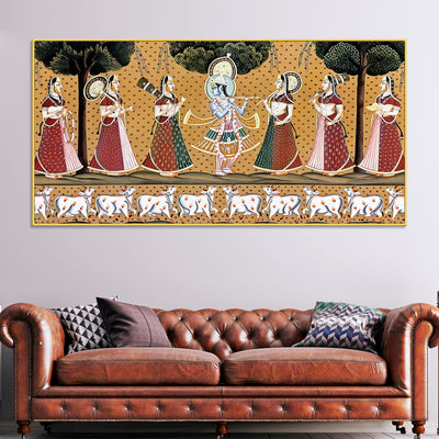 Divine Krishna Raas Leela Pichwai Canvas Wall Painting