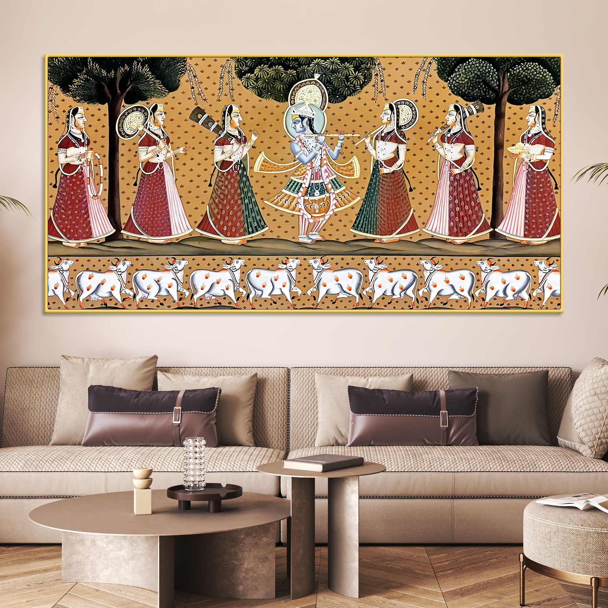 Divine Krishna Raas Leela Pichwai Canvas Wall Painting