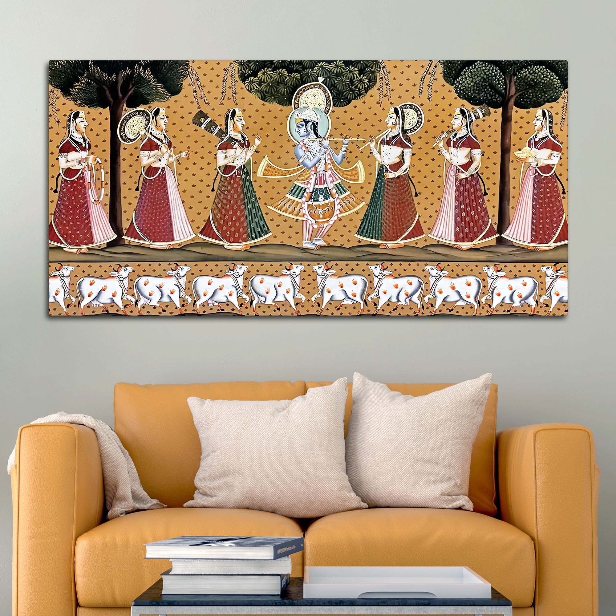 Divine Krishna Raas Leela Pichwai Canvas Wall Painting