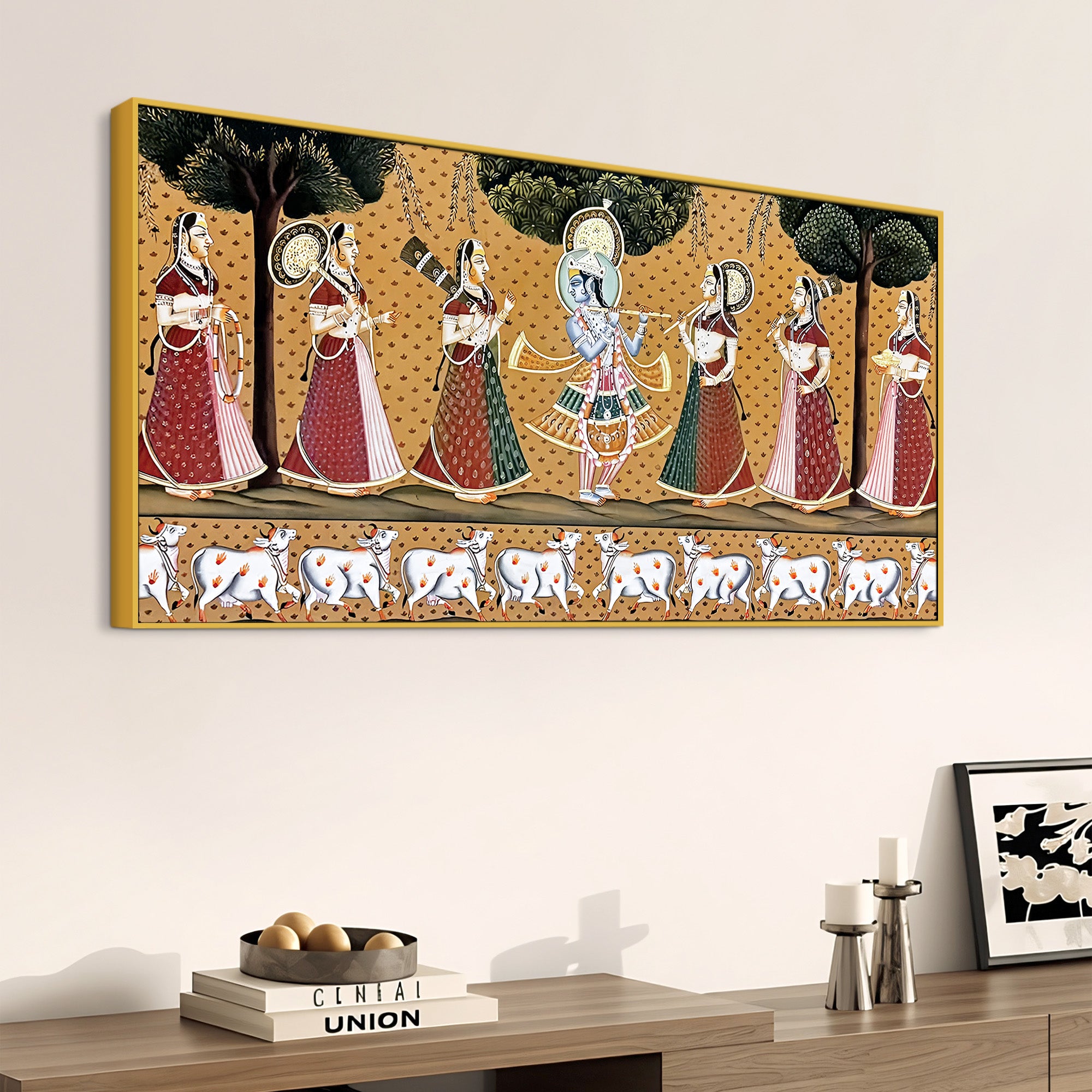 Divine Krishna Raas Leela Pichwai Canvas Wall Painting