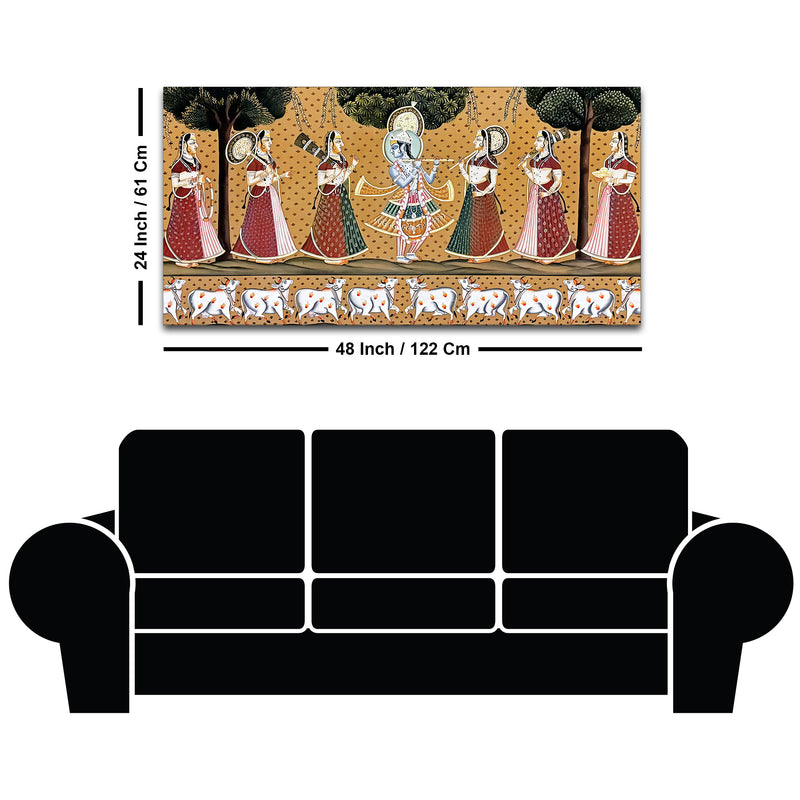Divine Krishna Raas Leela Pichwai Canvas Wall Painting
