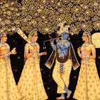 Divine Krishna Raas Scene Crystal Glass Wall Painting