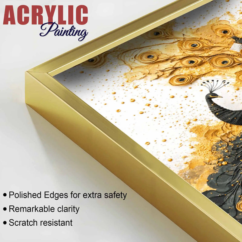 Divine Krishna with Peacock Floating Acrylic Painting Set of 3