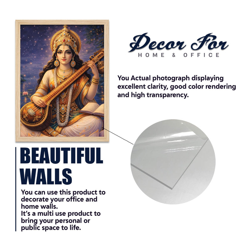 Divine Lakshmi Ganesha Saraswati Wall Frame Set of Four