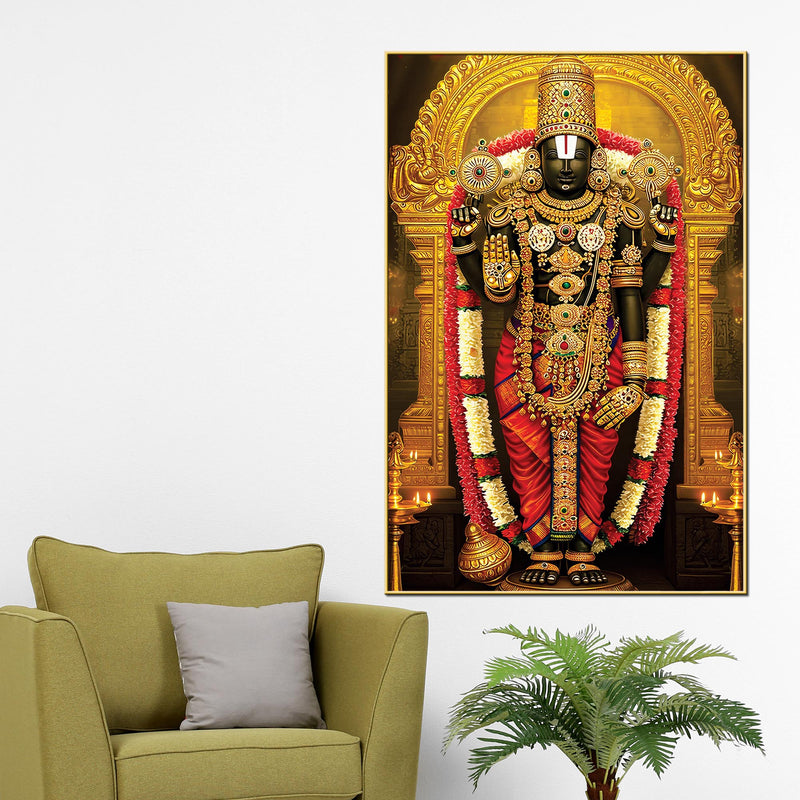 Divine Lord Balaji Wall Canvas Painting | Temple Style Decor