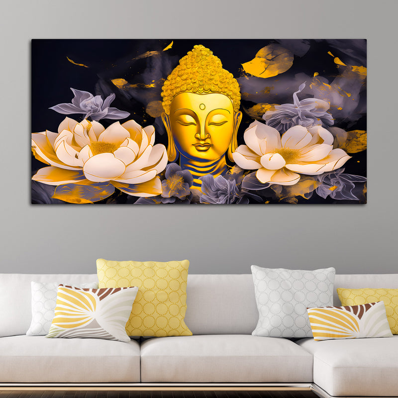 Divine Lord Buddha Canvas Painting for Home & Living Room