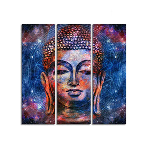 Divine Lord Buddha Head Wall Painting 3 Pieces