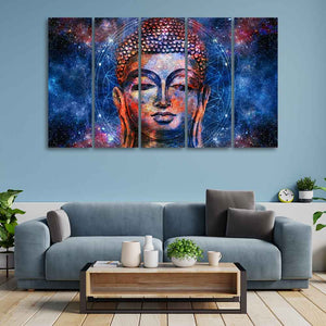 Divine Lord Buddha Head Wall Painting Five Pieces