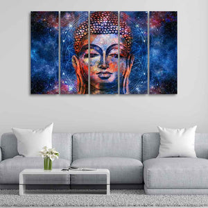 Divine Lord Buddha Head Wall Painting Five Pieces