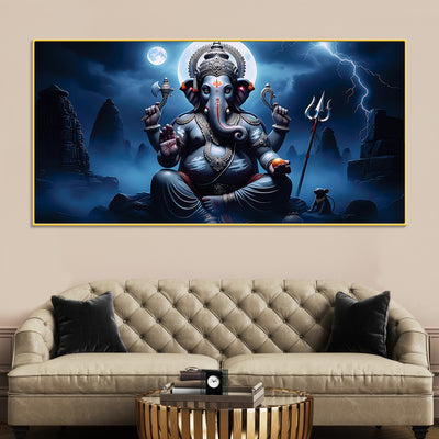 divine-lord-ganesh-with-trishool-mooshak-dark-theme-canvas-painting