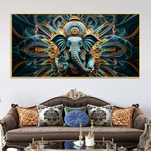Divine Lord Ganesha abstract Canvas Wall Painting for Home & Office – Modern Devotional Wall Decor