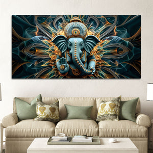Divine Lord Ganesha abstract Canvas Wall Painting for Home & Office – Modern Devotional Wall Decor