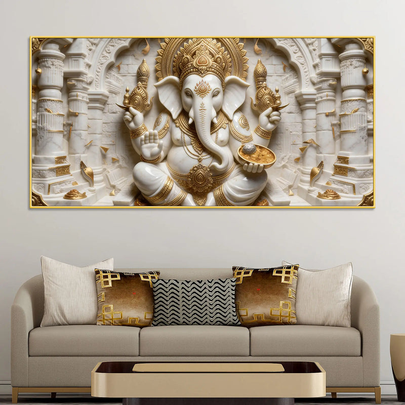 Divine Lord Ganesha Temple Blessings 3D Canvas Wall Painting