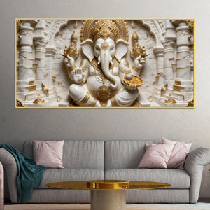 Divine Lord Ganesha Temple Blessings 3D Canvas Wall Painting