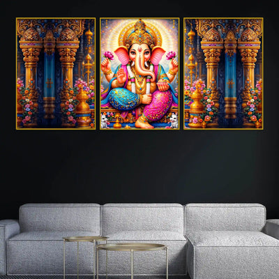 divine-lord-ganesha-with-lotus-and-sacred-temple-floating-frame-crystal-wall-painting-set-of-3
