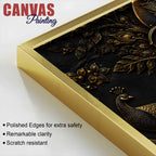 Divine Lord Ganesha with Peacocks Metallic Look 3D Canvas Wall Painting