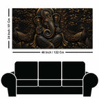 Divine Lord Ganesha with Peacocks Metallic Look 3D Canvas Wall Painting