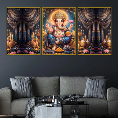 divine-lord-ganpati-bappa-with-mushak-and-modak-floating-frame-crystal-wall-painting-set-of-3