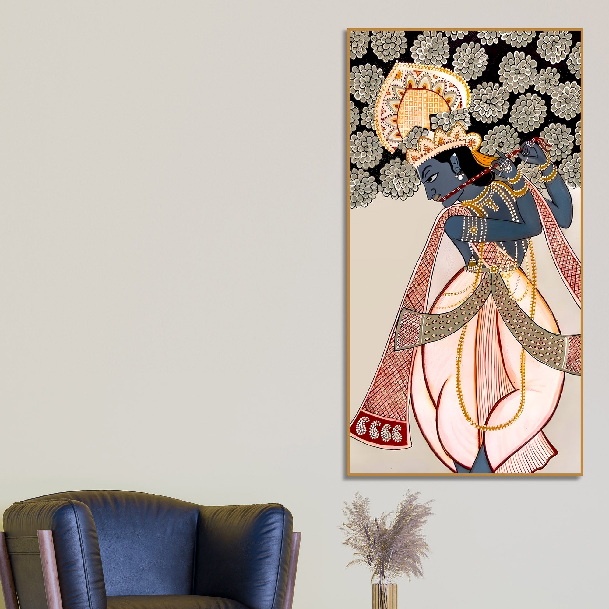 Divine Lord Krishna Canvas Painting | Elegant Spiritual Home Wall Decor