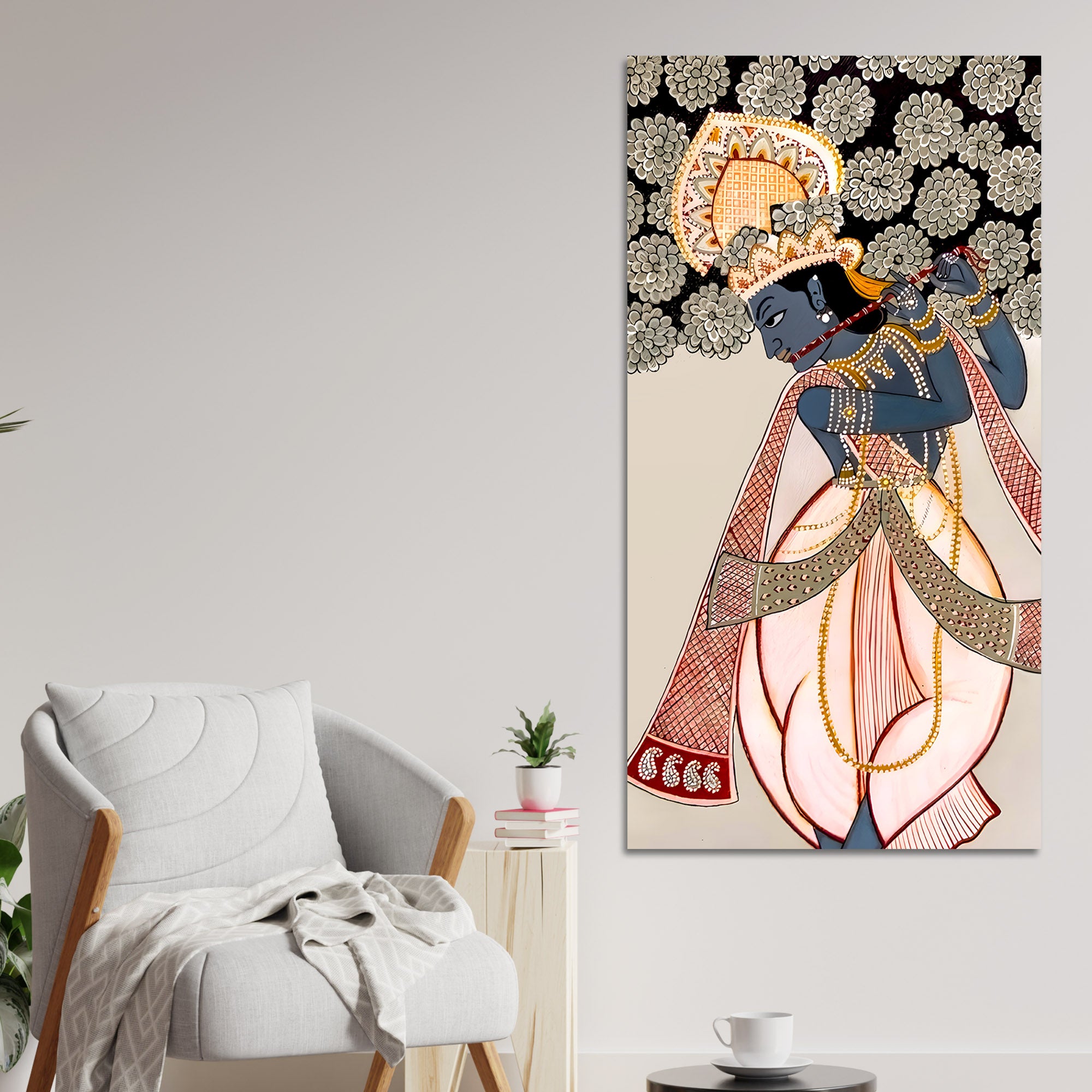 Divine Lord Krishna Canvas Painting | Elegant Spiritual Home Wall Decor