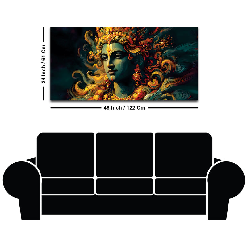 Divine Lord Krishna Canvas Painting for Wall Decor
