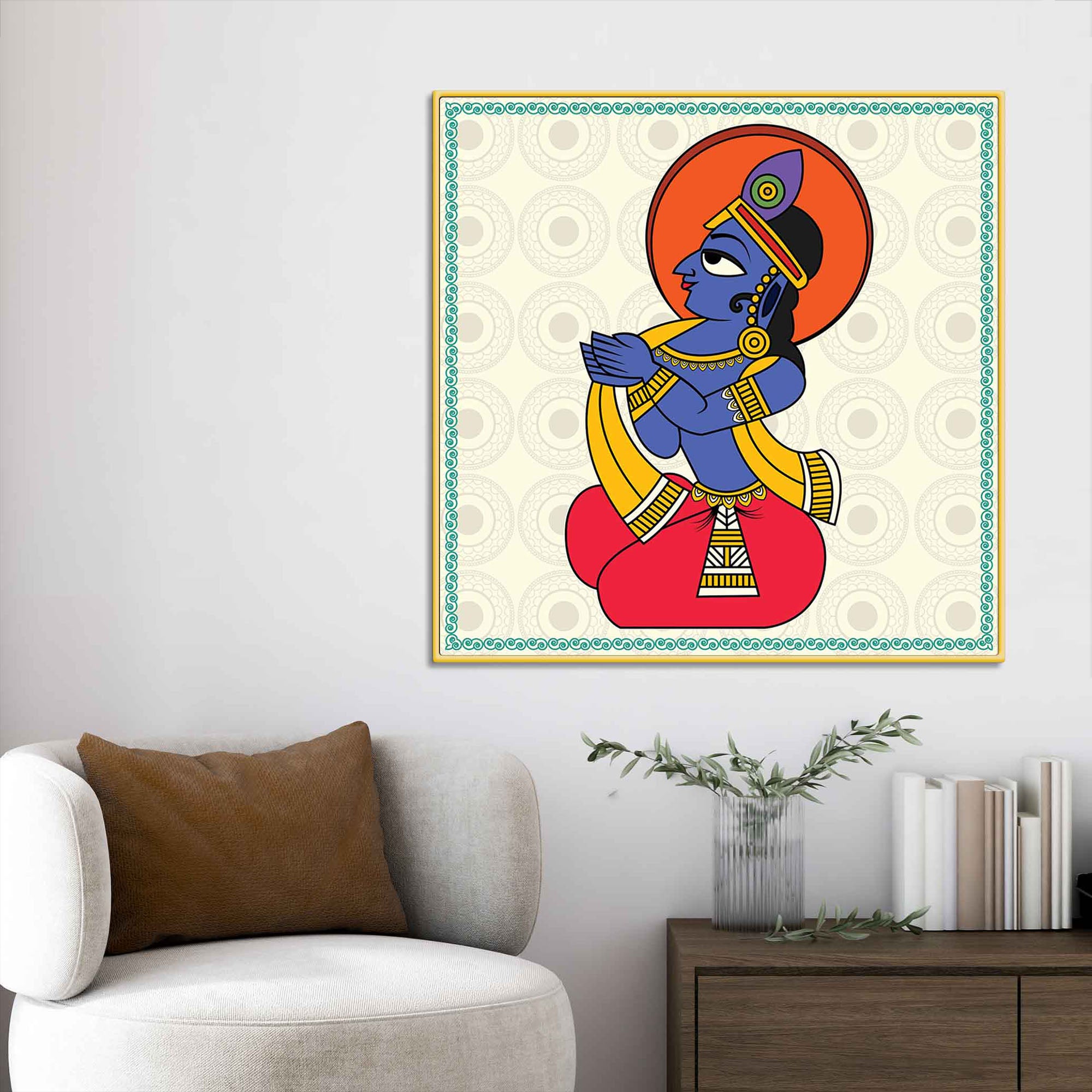 Divine Lord Krishna Canvas Wall Painting | Positive Energy Wall Art