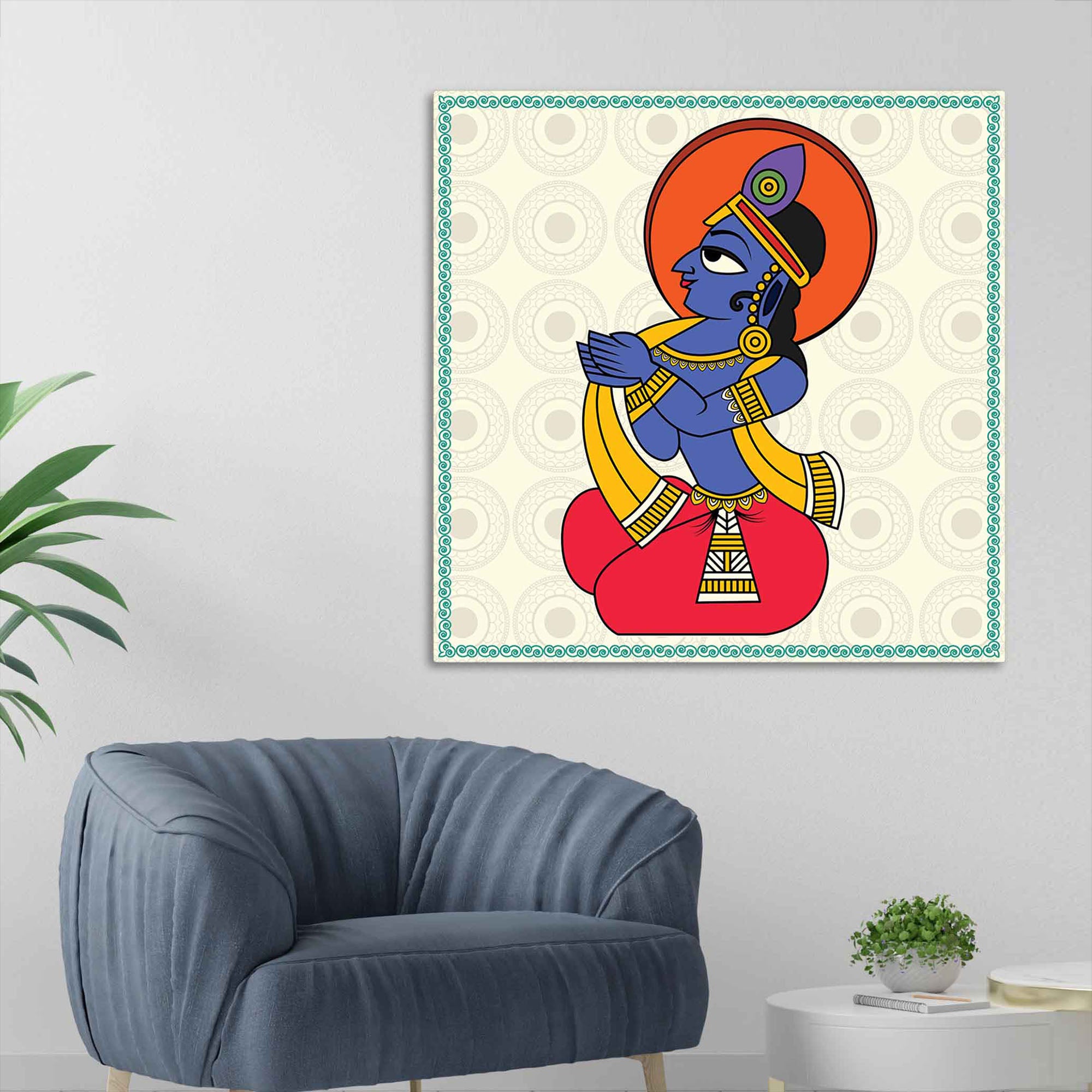 Divine Lord Krishna Canvas Wall Painting | Positive Energy Wall Art