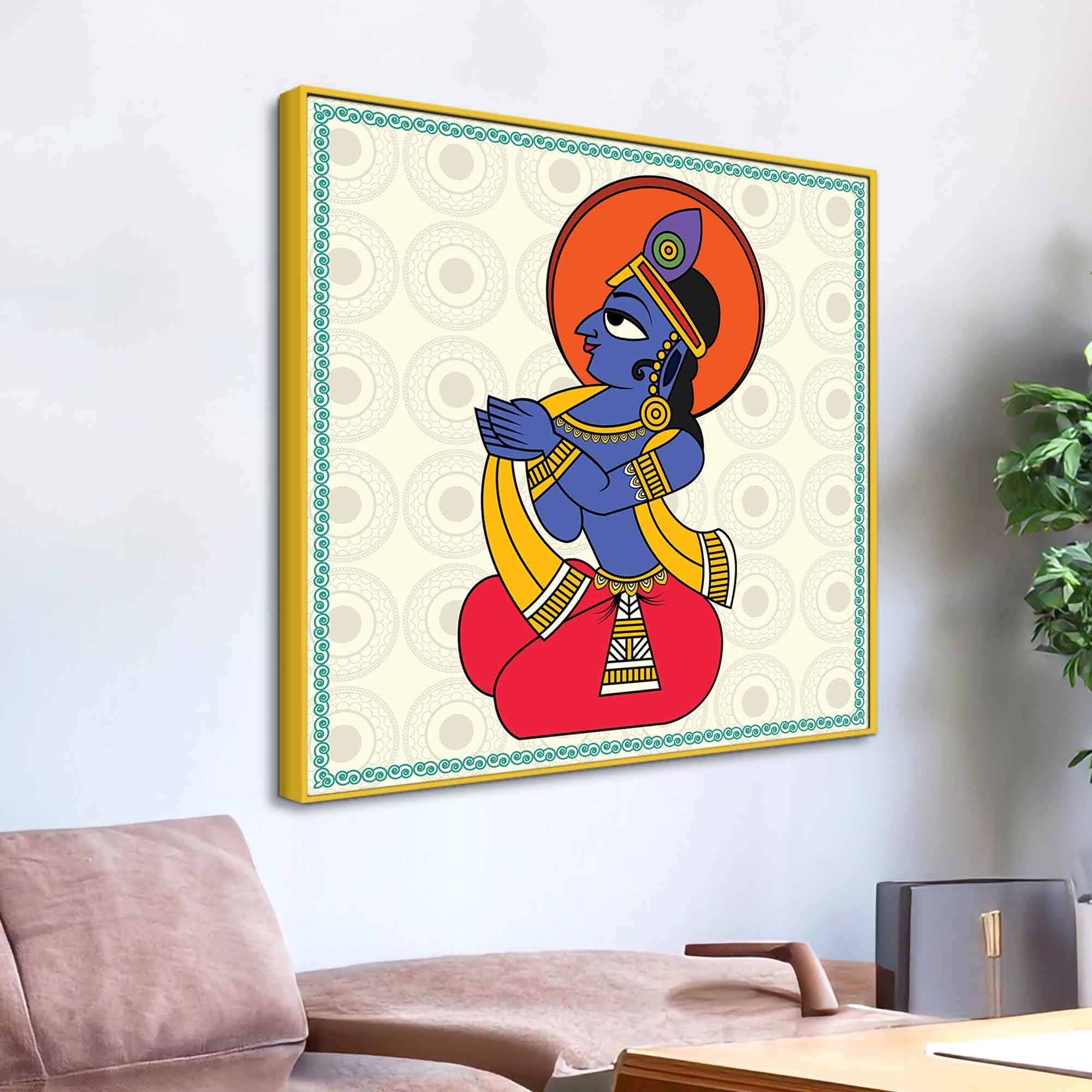 Divine Lord Krishna Canvas Wall Painting | Positive Energy Wall Art