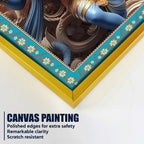Divine Lord Krishna Floral Border Vertical Canvas Wall Painting