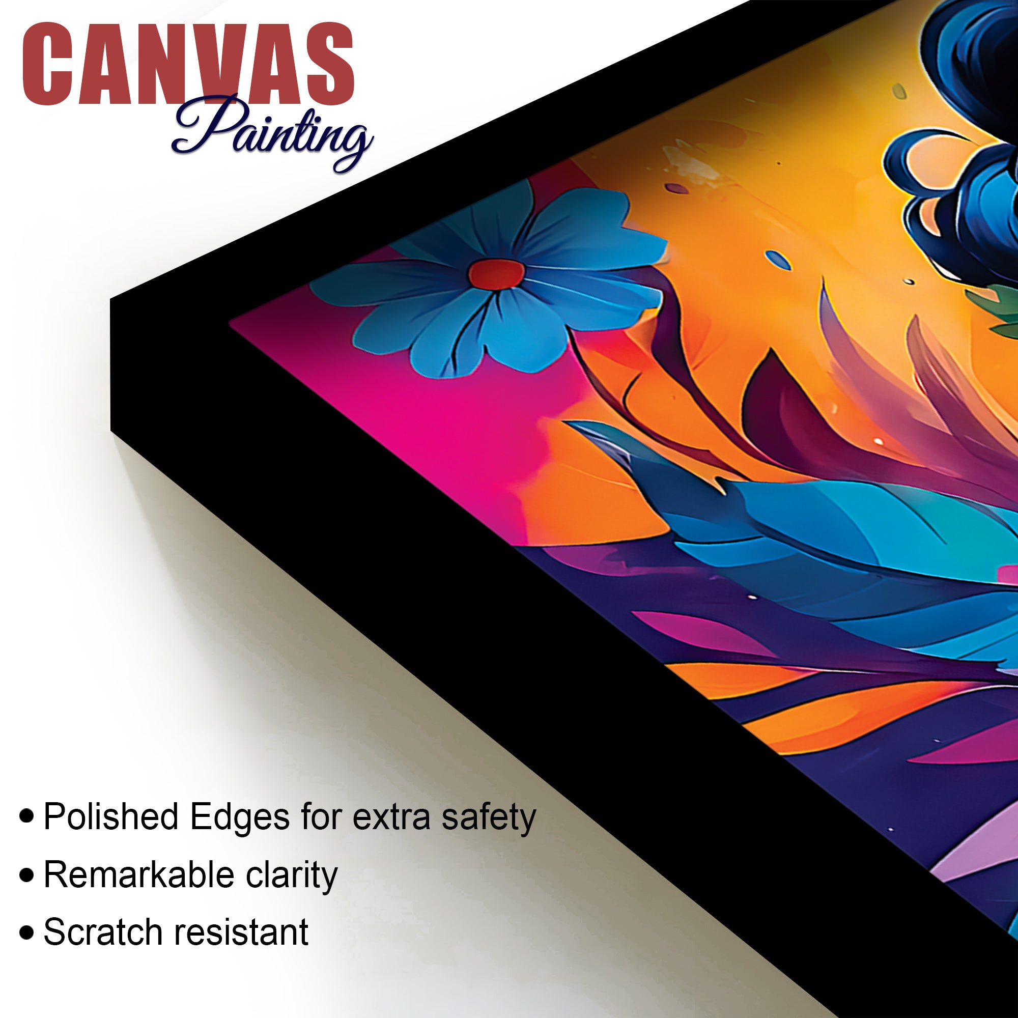 Divine Lord Krishna Floral Canvas Wall Painting for Home Decor