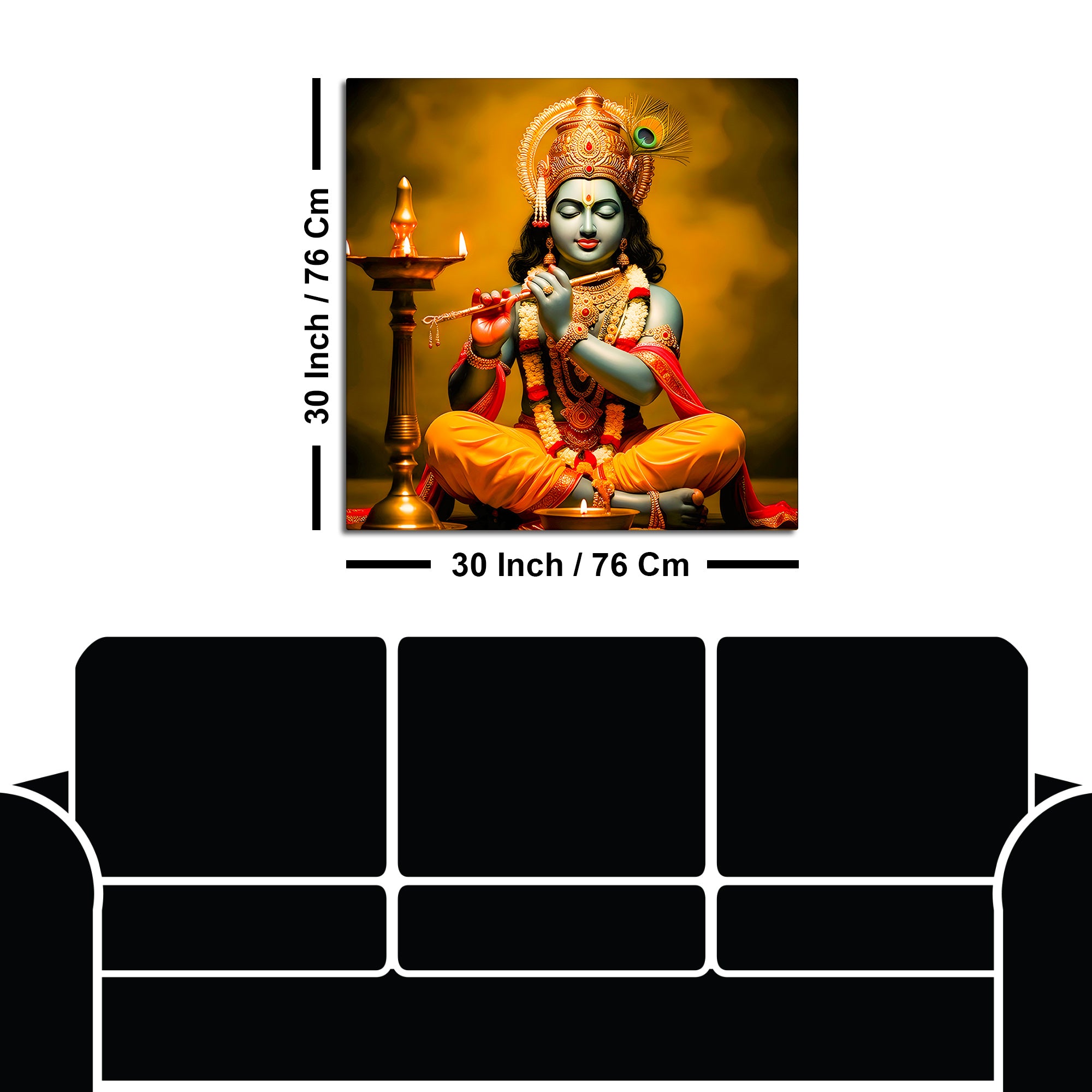Divine Lord Krishna in Meditation with Flute Canvas Wall Painting