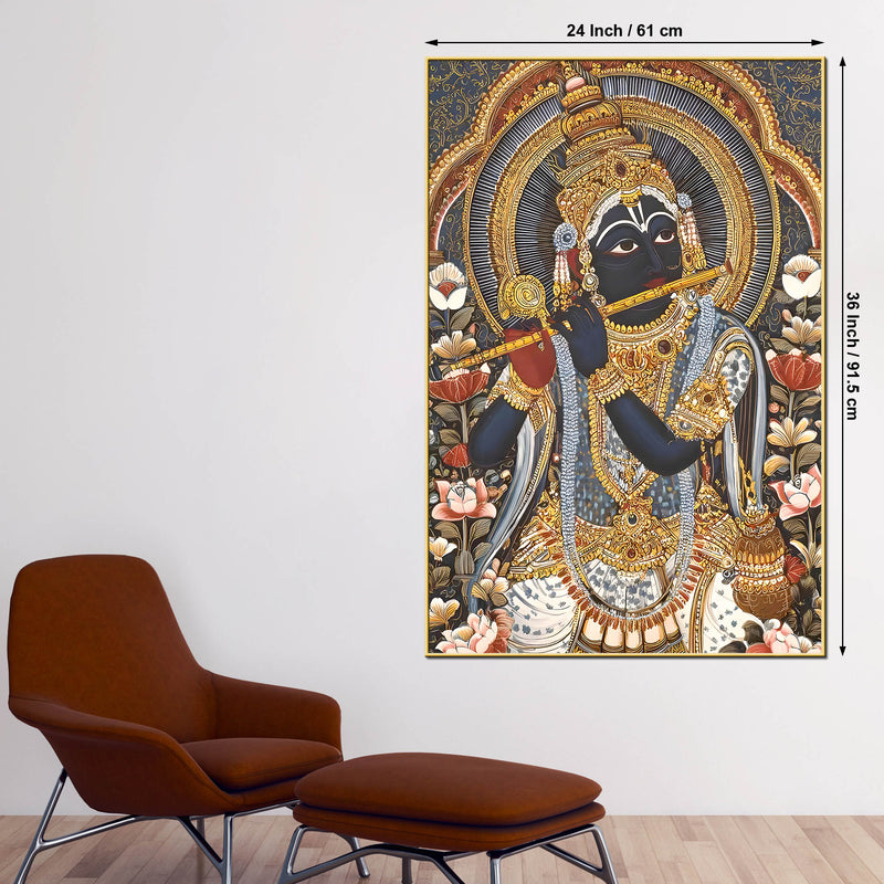 Divine Lord Krishna Murli Art Canvas Wall Painting