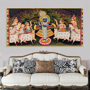 Divine Lord Krishna Pichwai Canvas Wall Painting