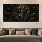 Divine Lord Krishna Resting on Lotus Metallic Look 3D Canvas Wall Painting