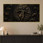 Divine Lord Krishna Resting on Lotus Metallic Look 3D Canvas Wall Painting